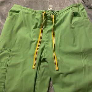 WonderWink Lime Green Scrub Pants with Yellow Drawstring